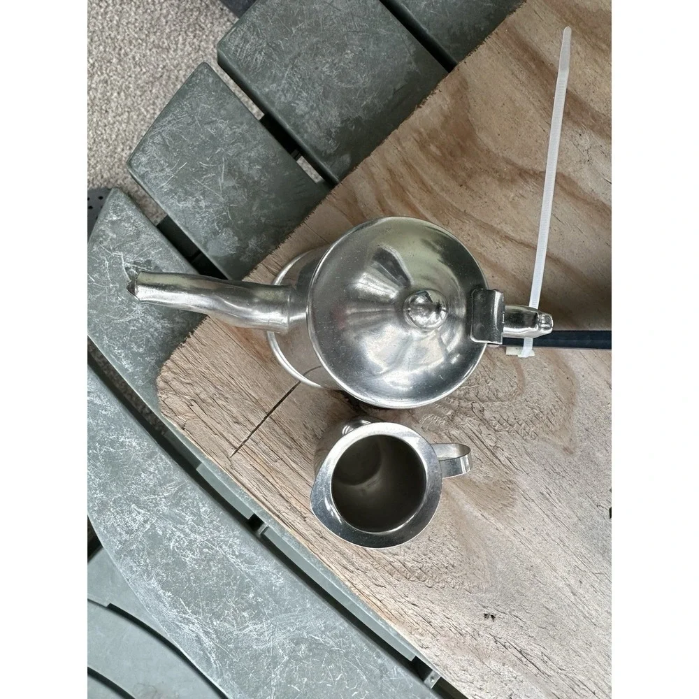 Vintage Vollrath‎ 46010 Yorkshire Stainless Steel Coffee Teapot And Creamer Set